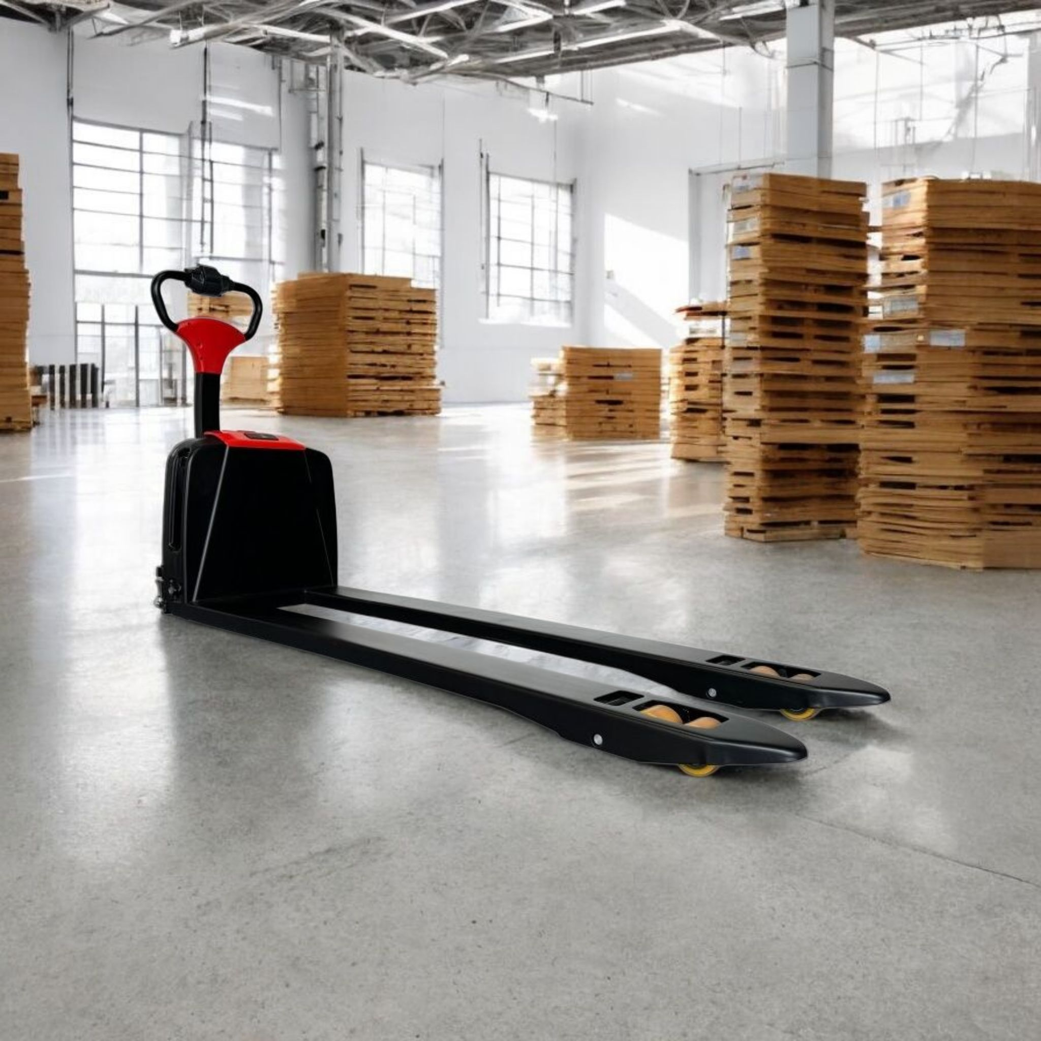 elektryczny wózek paletowy EP F4 201 o udźwigu 2000kg. i długimi widłami 1800mm.